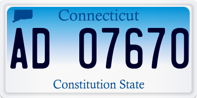 CT license plate AD07670