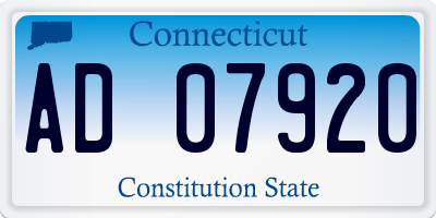 CT license plate AD07920