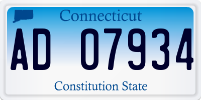 CT license plate AD07934