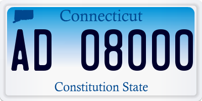 CT license plate AD08000