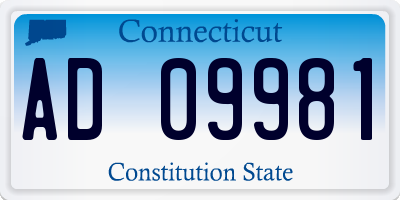 CT license plate AD09981