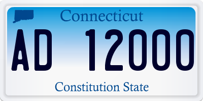 CT license plate AD12000