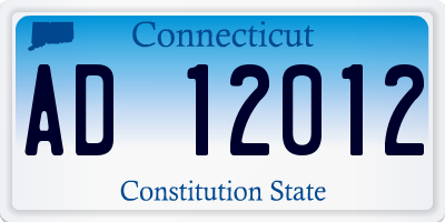 CT license plate AD12012