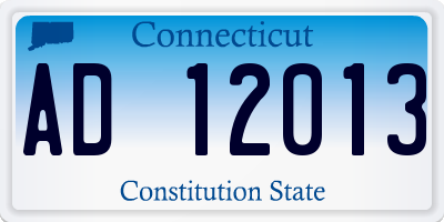 CT license plate AD12013
