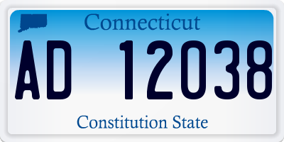 CT license plate AD12038
