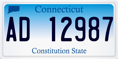 CT license plate AD12987