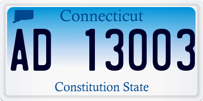 CT license plate AD13003