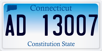 CT license plate AD13007