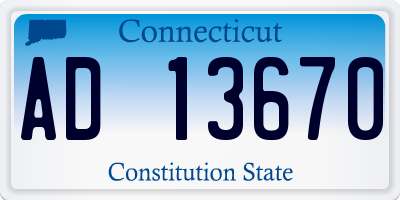 CT license plate AD13670