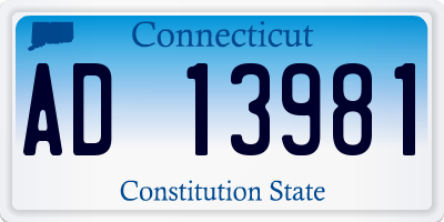 CT license plate AD13981