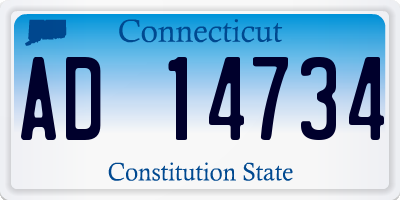CT license plate AD14734