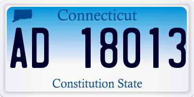 CT license plate AD18013