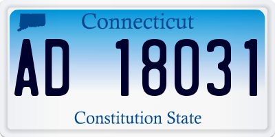 CT license plate AD18031