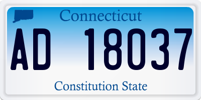 CT license plate AD18037