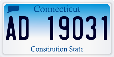 CT license plate AD19031