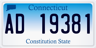 CT license plate AD19381