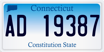 CT license plate AD19387
