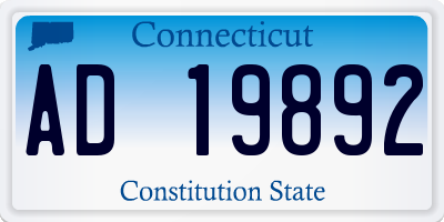 CT license plate AD19892