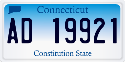 CT license plate AD19921