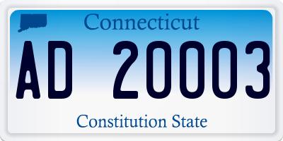 CT license plate AD20003