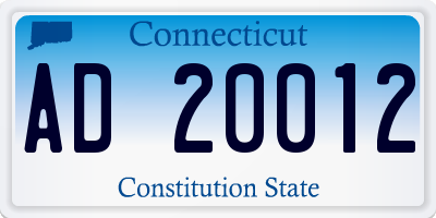 CT license plate AD20012