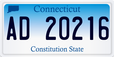 CT license plate AD20216