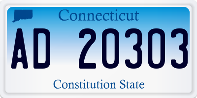 CT license plate AD20303