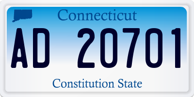 CT license plate AD20701
