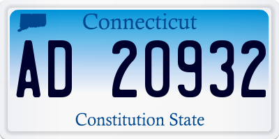 CT license plate AD20932