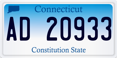 CT license plate AD20933