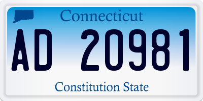 CT license plate AD20981