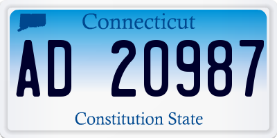 CT license plate AD20987