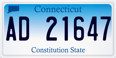 CT license plate AD21647