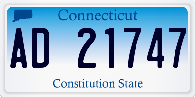 CT license plate AD21747