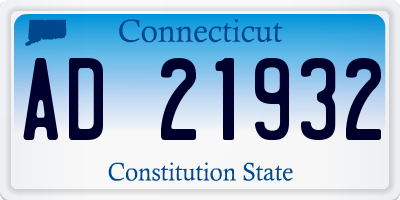 CT license plate AD21932