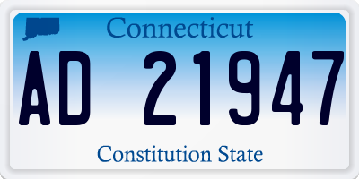 CT license plate AD21947