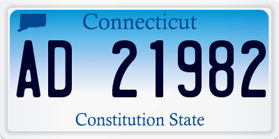 CT license plate AD21982