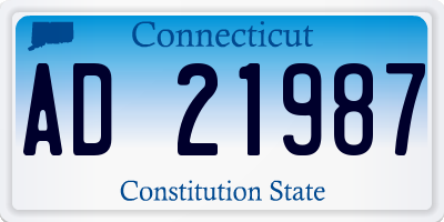 CT license plate AD21987