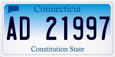 CT license plate AD21997