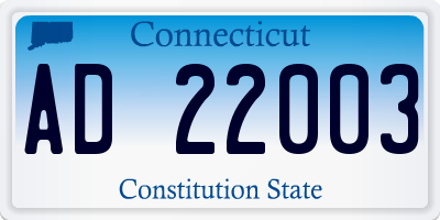 CT license plate AD22003