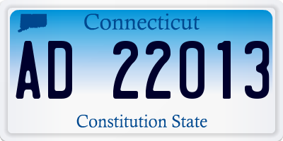 CT license plate AD22013