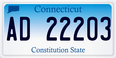 CT license plate AD22203