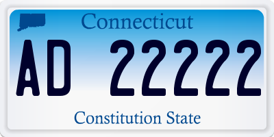 CT license plate AD22222