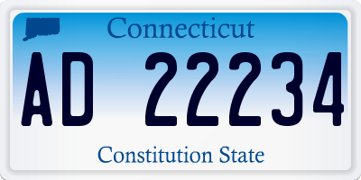 CT license plate AD22234