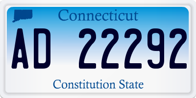 CT license plate AD22292