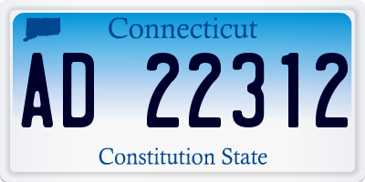 CT license plate AD22312