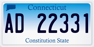 CT license plate AD22331