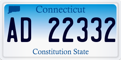CT license plate AD22332