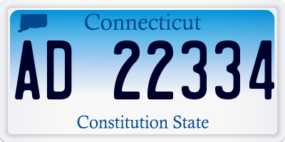 CT license plate AD22334
