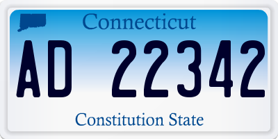 CT license plate AD22342